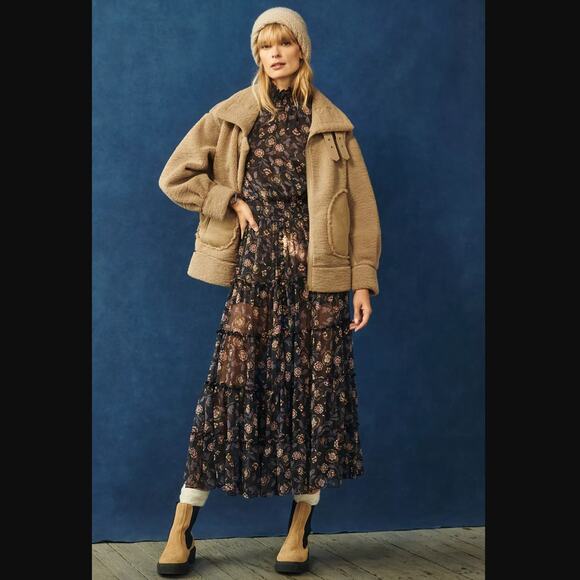 Anthropologie LaBiz Relaxed Sherpa Moto Jacket - New XL - Picture 1 of 9